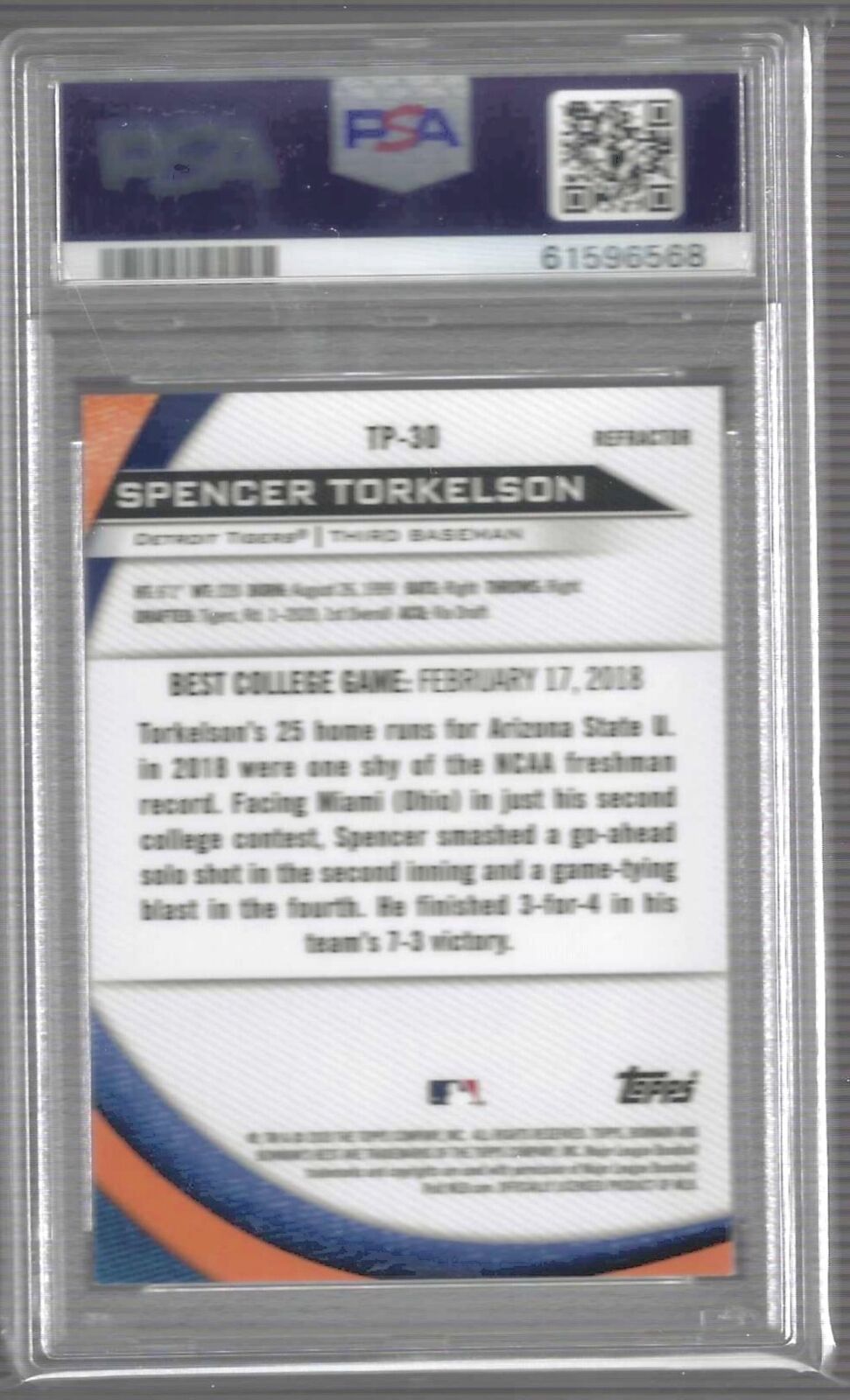 SPENCER TORKELSON 2020 BOWMANS BEST TOP PROSPECTS REFRACTOR #TP-30 PSA 10 GEM