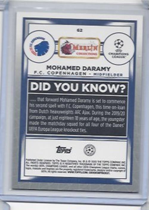MOHAMED DARAMY 2022-23 TOPPS MERLIN CHROME PINK MOJO REFRACTOR #D 77/275