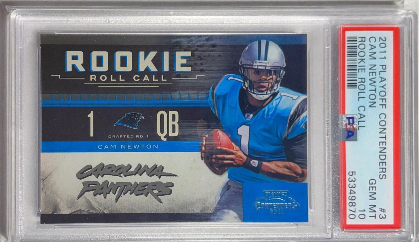CAM NEWTON 2011 CONTENDERS ROOKIE ROLL CALL RC #3 PSA 10 GEM MINT POP 12