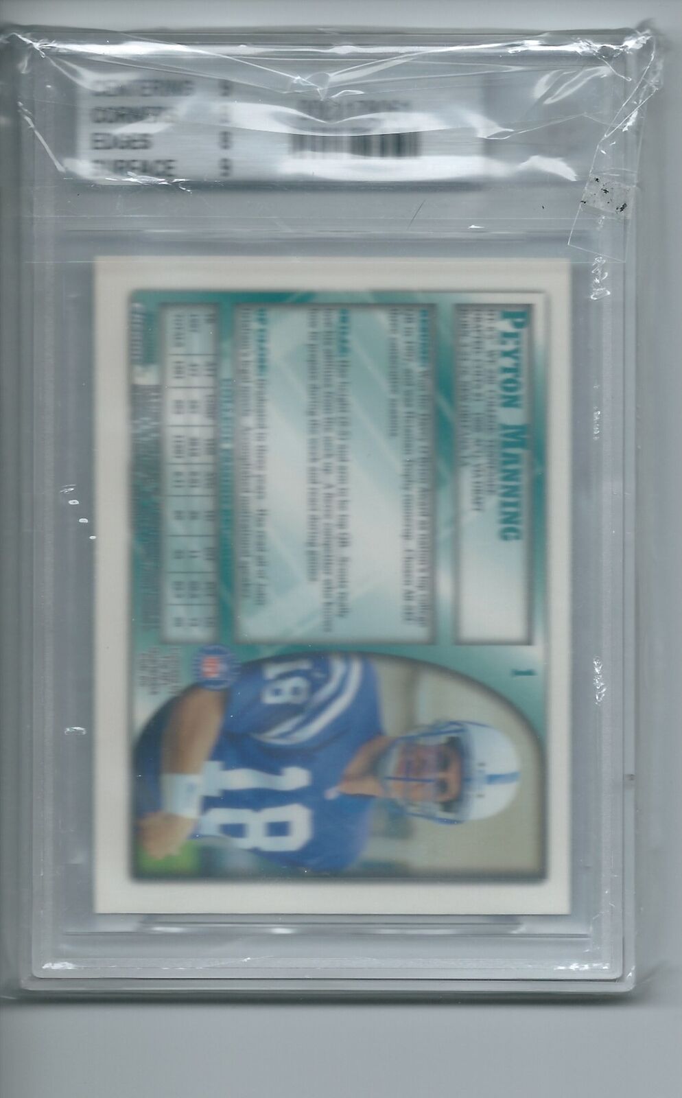 PEYTON MANNING 1998 BOWMAN CHROME TRUE ROOKIE RC #1 BGS 8.5