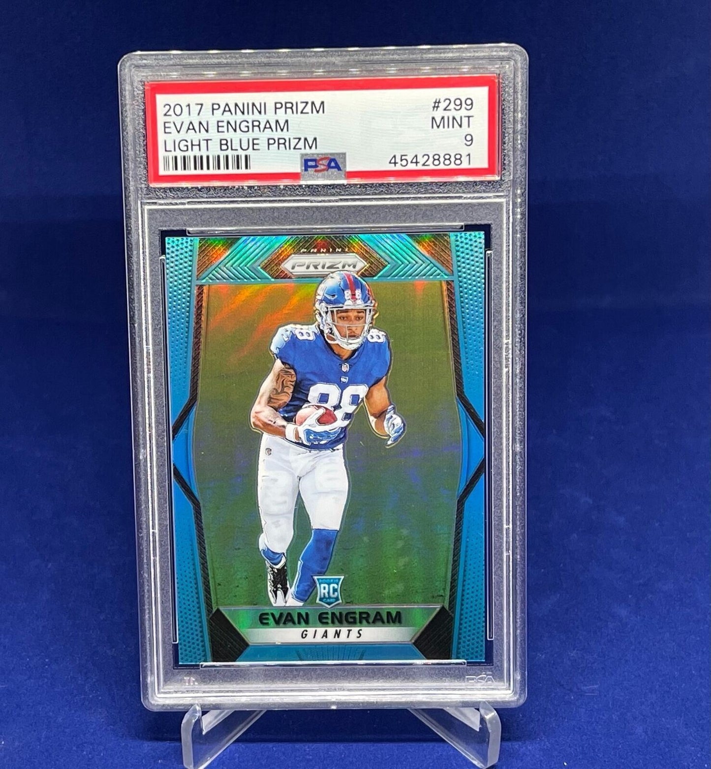EVAN ENGRAM 2017 PANINI PRIZM LIGHT BLUE RC ROOKIE #D 12/199 PSA 9 MINT POP 3