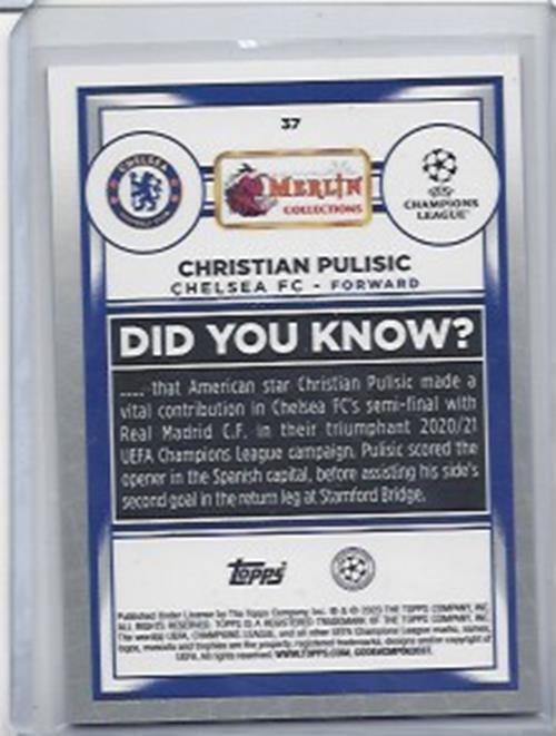 CHRISTIAN PULISIC 2022-23 TOPPS MERLIN CHROME PINK MOJO REFRACTOR #D 215/275