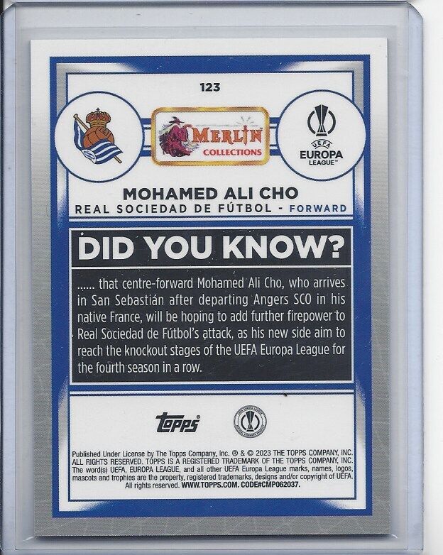 MOHAMED ALI CHO 2022-23 TOPPS MERLIN CHROME PURPLE WAVE REFRACTOR RC #D 9/15