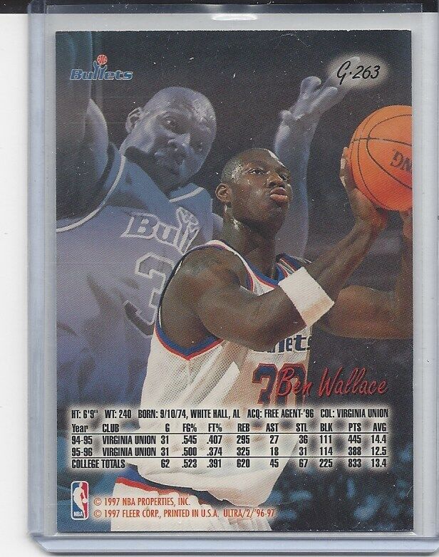 BEN WALLACE 1996-97 FLEER ULTRA GOLD MEDALLION ROOKIE RC #263