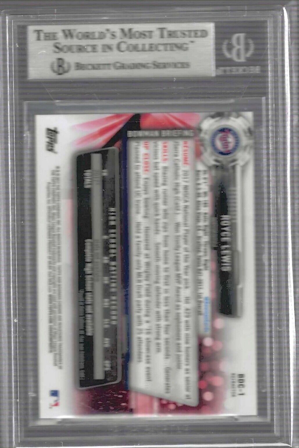 ROYCE LEWIS 2017 BOWMAN CHROME DRAFT REFRACTOR 1ST PROSPECT #BDC-1 BGS 9 POP 16
