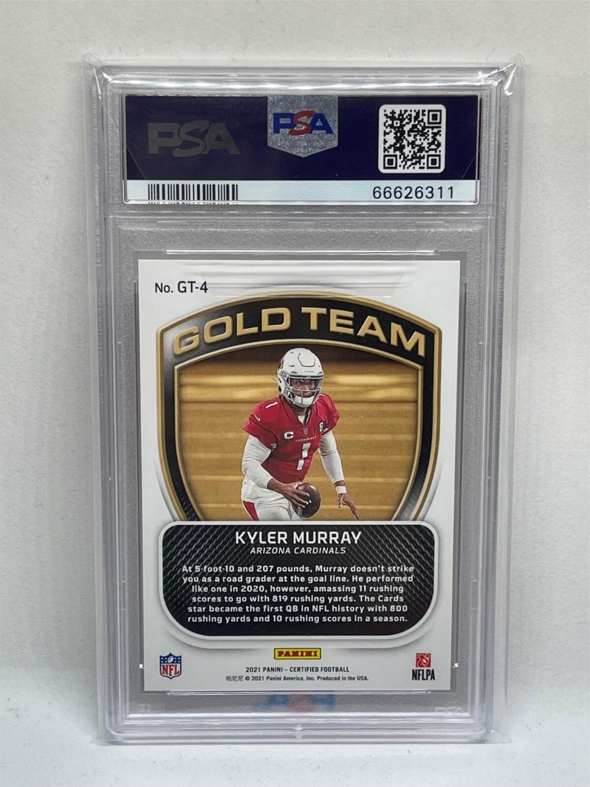 KYLER MURRAY 2021 PANINI CERTIFIED GOLD TEAM MIRROR PINK #D /199 PSA 10 POP 1/1