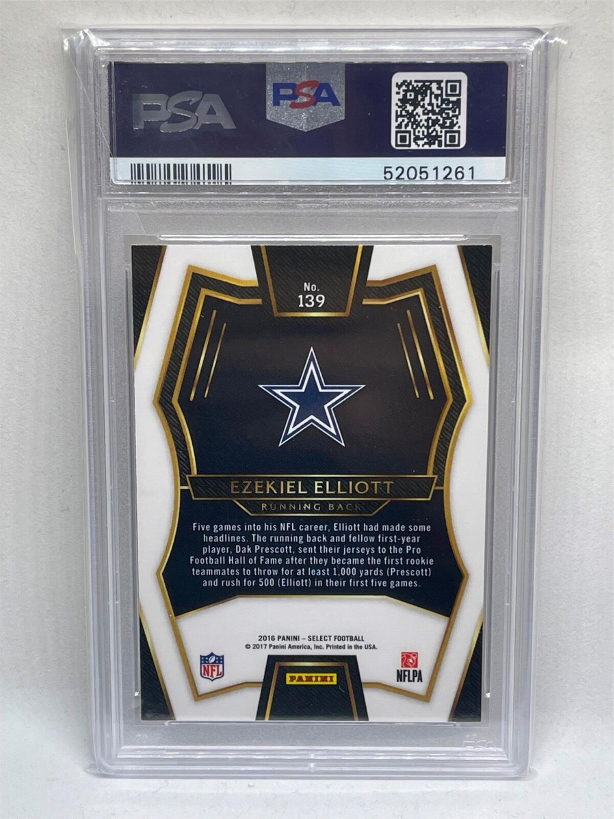 EZEKIEL ELLIOT 2016 PANINI SELECT SILVER PRIZM ROOKIE RC #139 PSA 9 MINT