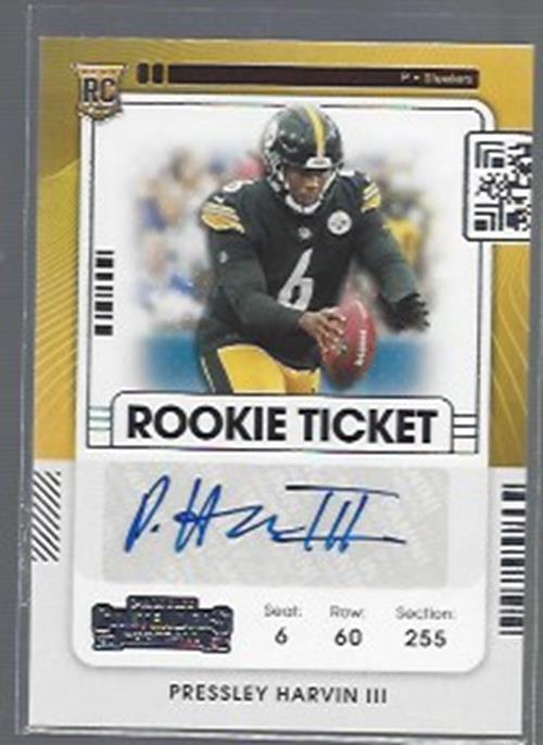 PRESSLEY HARVIN 2021 PANINI CONTENDERS STEELERS PUNTER ROOKIE TICKET AUTO RC 277