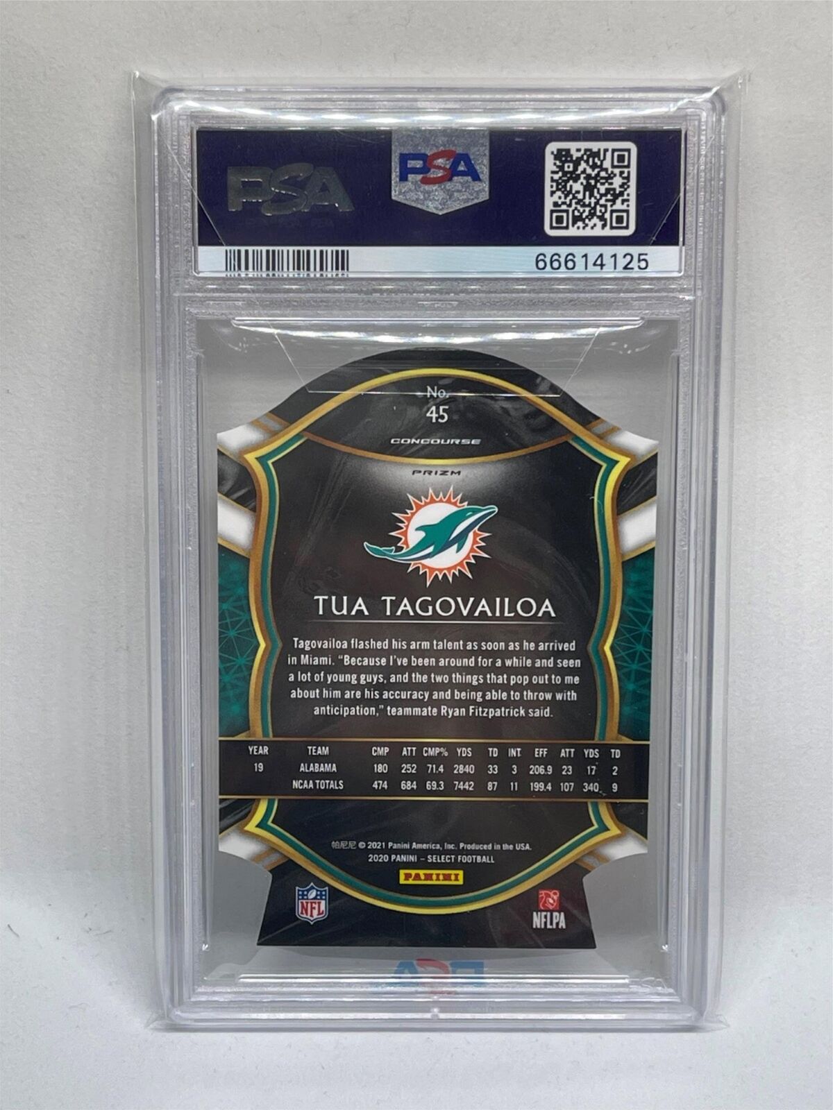 TUA TAGOVAILOA 2020 SELECT CONCOURSE LIGHT BLUE PRIZM DIE CUT RC #45 PSA 9 MINT