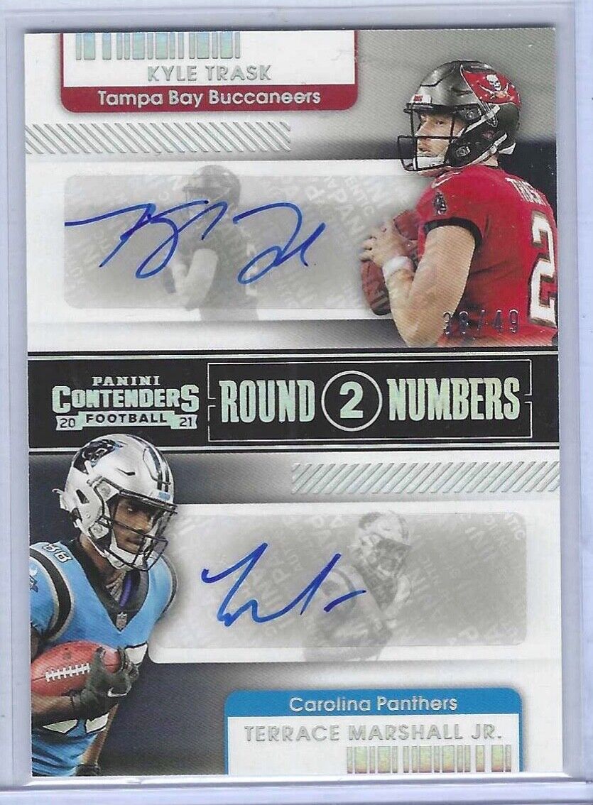 KYLE TRASK TERRACE MARSHALL JR 2021 PANINI CONTENDERS DUAL ROOKIE AUTO RC #D /49