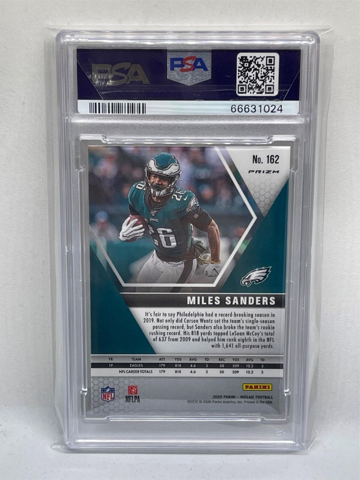 MILES SANDERS 2020 PANINI MOSAIC GENESIS PRIZM SSP #162 PSA 10 GEM MINT POP 4