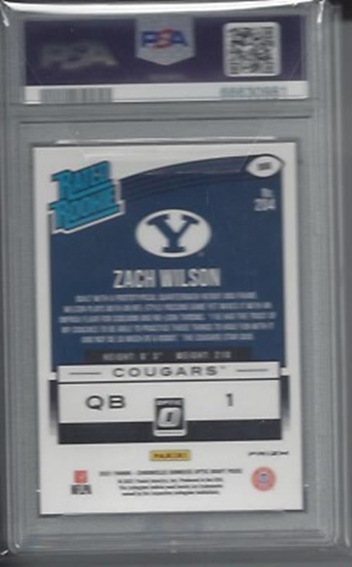 ZACH WILSON 2021 PANINI CHRONICLES RATED ROOKIE OPTIC HOLO RC #204 PSA 10 POP 4