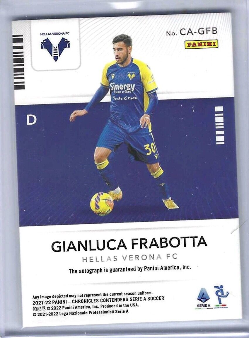 GIANLUCA FRABOTTA 2021-22 PANINI CHRONICLES CONTENDERS ROOKIE AUTO RC #D 378/389