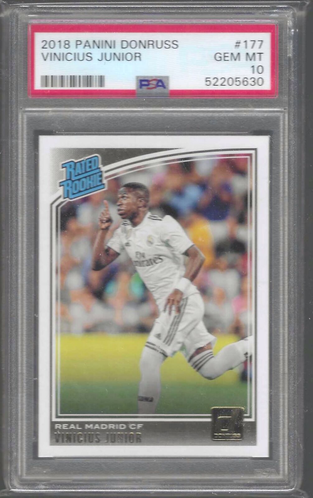 VINICIUS JUNIOR 2018-19 PANINI DONRUSS RATED ROOKIE RC PSA 10 GEM MINT