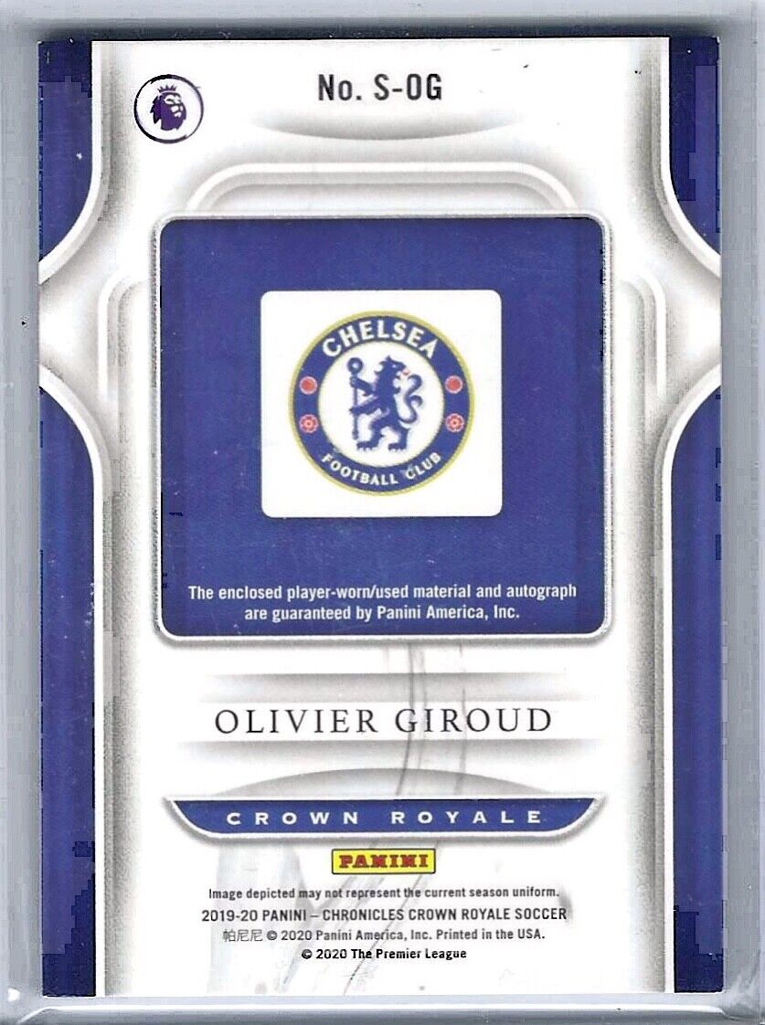 OLIVIER GIROUD 2019-20 PANINI CHRONICLES CROWN ROYALE PATCH AUTO #D 38/50