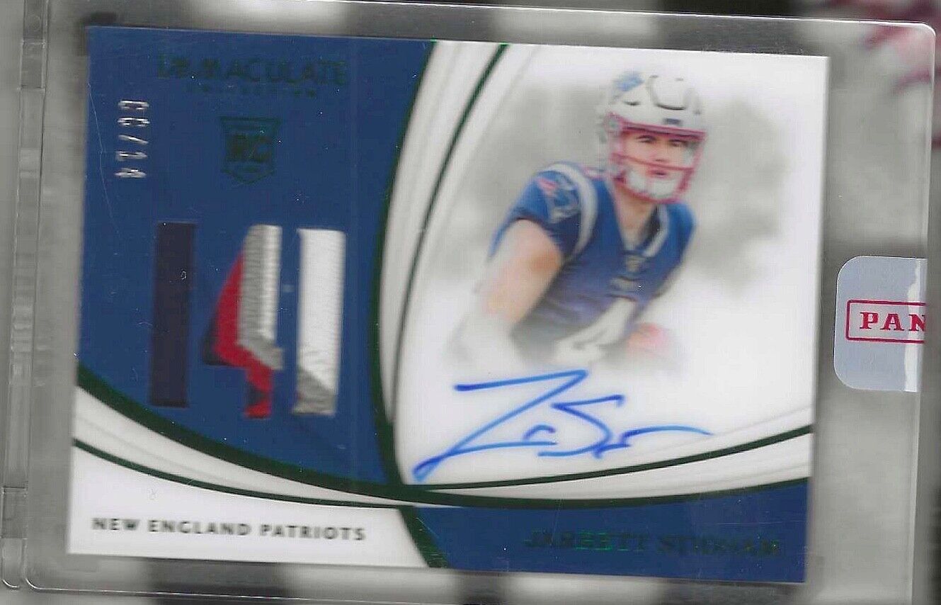 JARRETT STIDHAM 2019 PANINI IMMACULATE GREEN FOTL RPA 14 PATCH AUTO RC #D 06/14