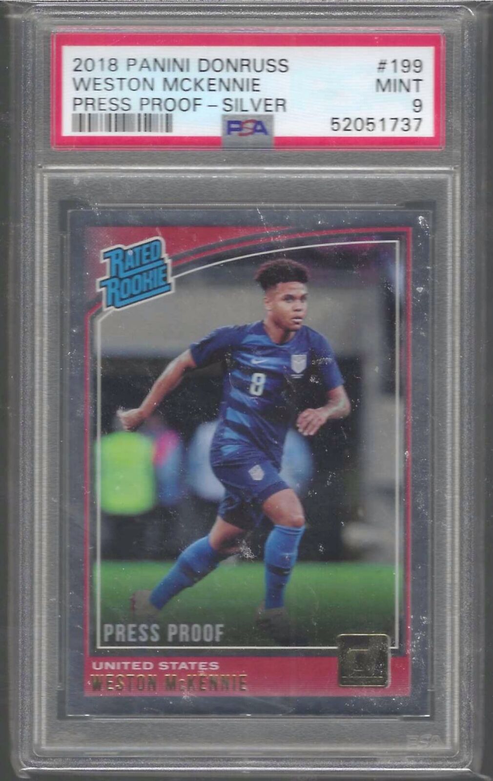 WESTON MCKENNIE 2018-19 PANINI DONRUSS SILVER PRESS PROOF RC PSA 9 MINT