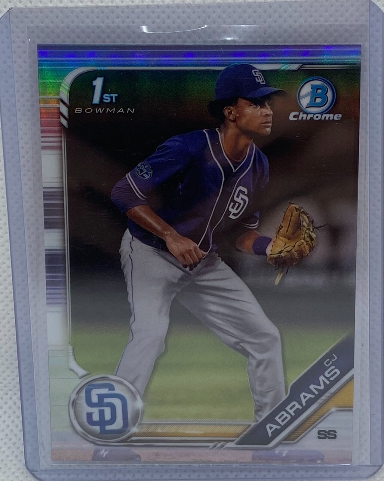 CJ ABRAMS 2019 TOPPS 1ST BOWMAN PROSPECT CHROME REFRACTOR #BDC-85