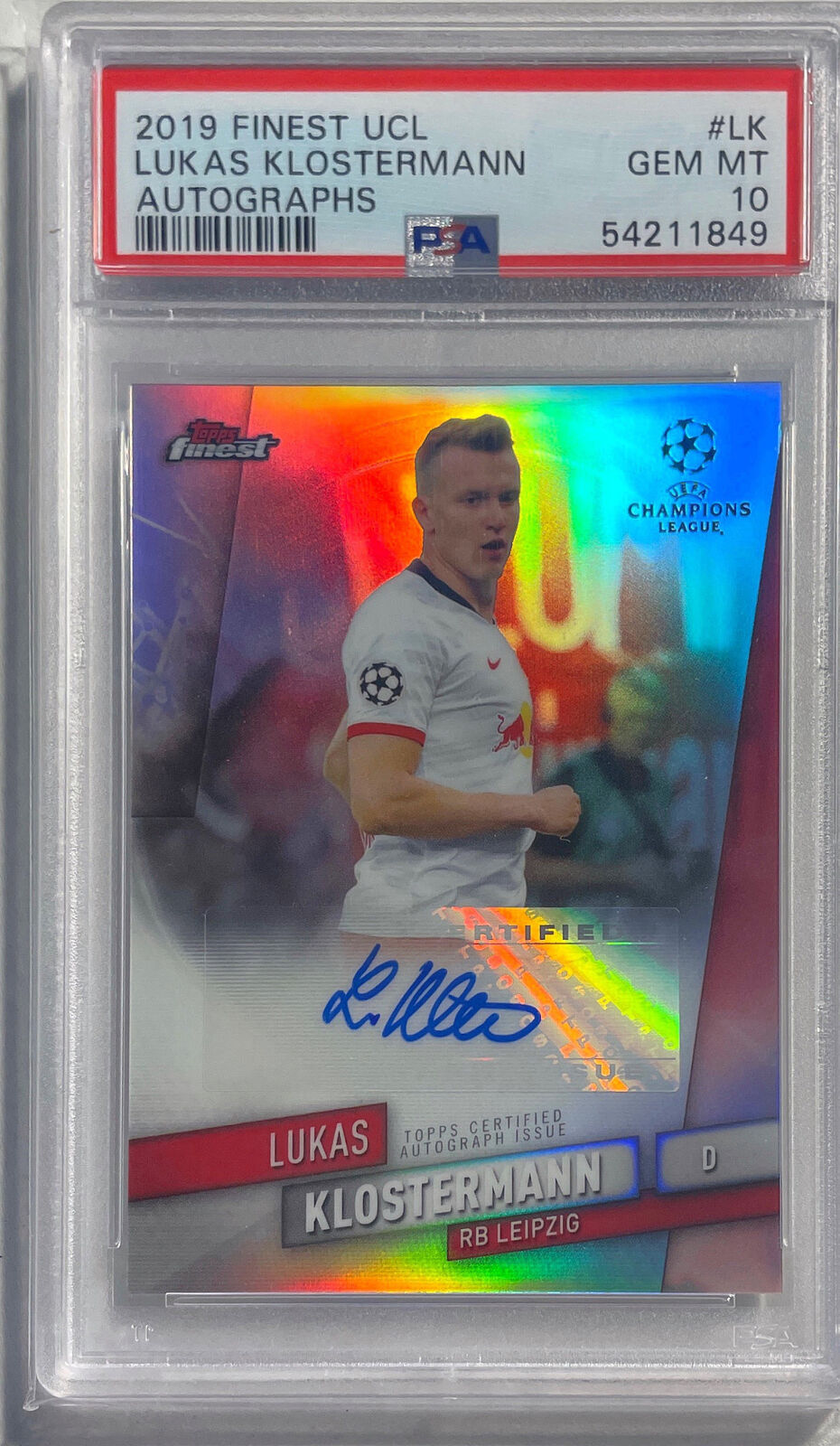 LUKAS KLOSTERMANN 2019 TOPPS FINEST UCL AUTO REFRACTOR #LK PSA 10 GEM MINT POP 7