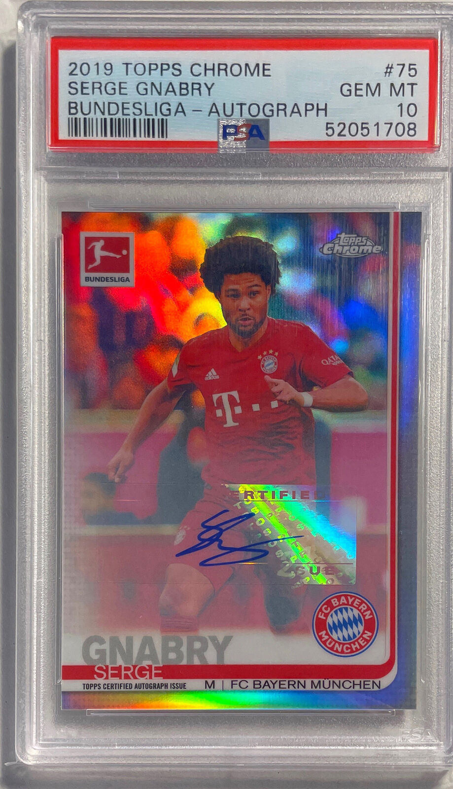SERGE GNABRY 2019 TOPPS CHROME BUNDESLIGA REFRACTOR AUTO #75 PSA 10 GEM POP 6