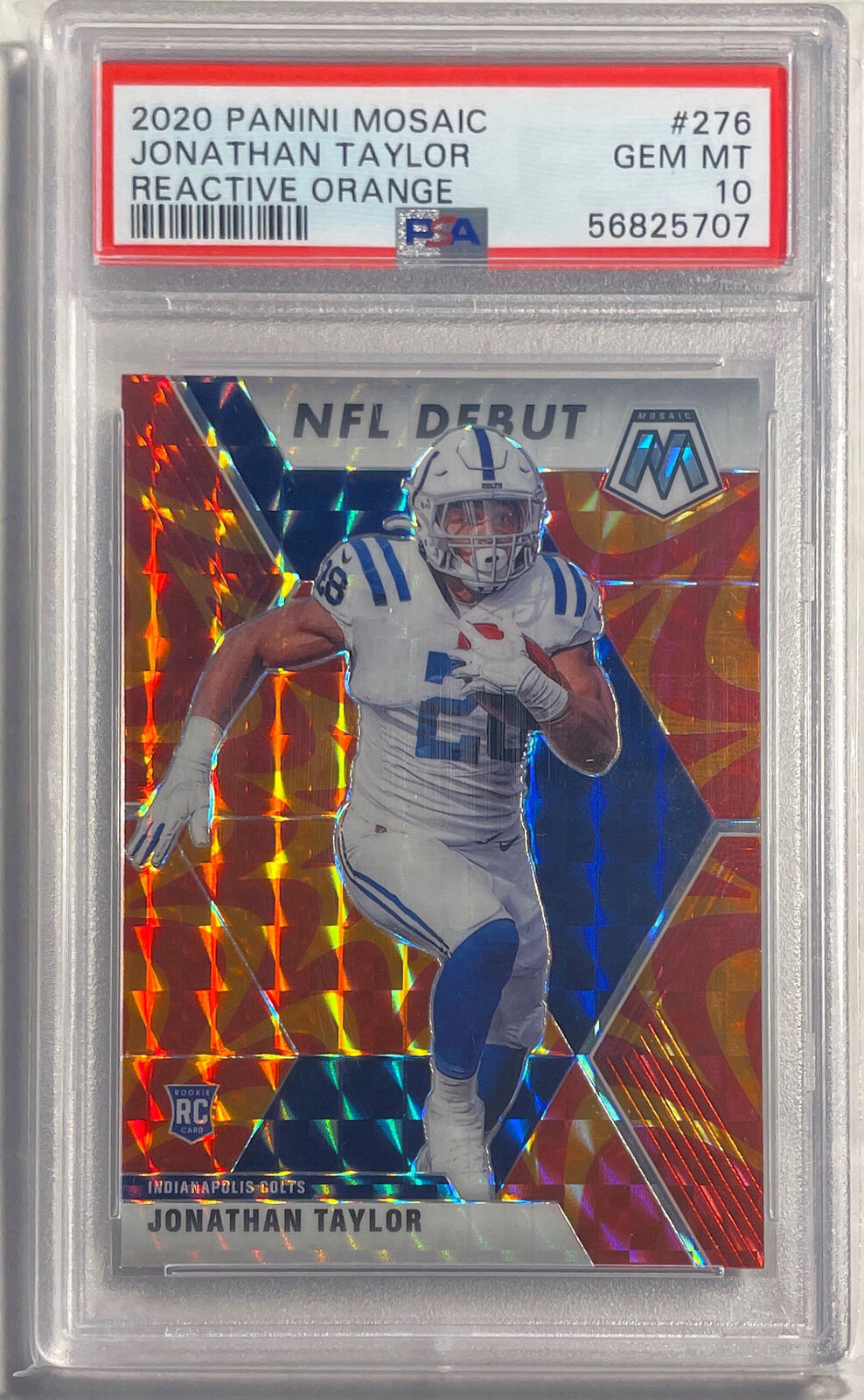 JONATHAN TAYLOR 2020 PANINI MOSAIC REACTIVE ORANGE RC #276 PSA 10 GEM MINT
