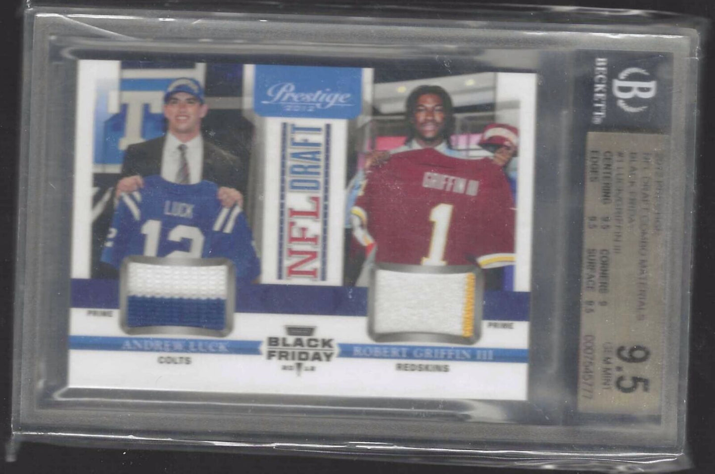 ANDREW LUCK GRIFFIN III 2012 PRESTIGE BLACK FRIDAY DUAL PATCH RC BGS 9.5 POP 4