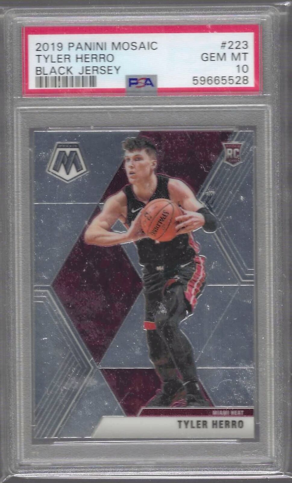 TYLER HERRO 2019 PANINI MOSAIC BLACK JERSEY SP VARIATION RC PSA 10 GEM MINT