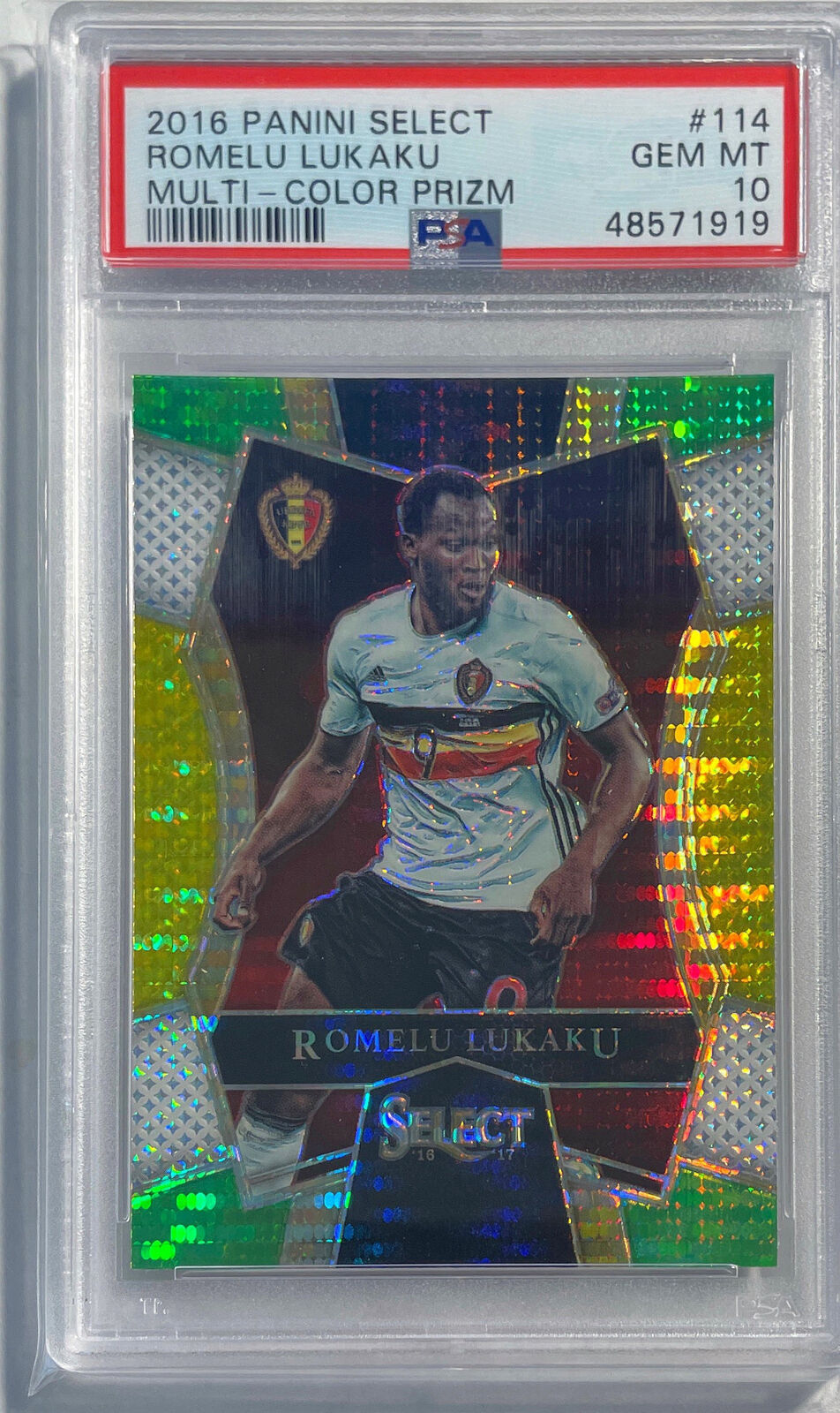 ROMELU LUKAKU 2016 PANINI SELECT MULTI-COLOR PRIZM #114 PSA 10 GEM MINT POP 7