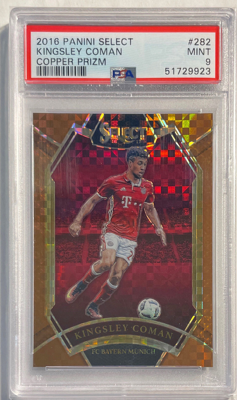 KINGSLEY COMAN 2016 PANINI SELECT COPPER PRIZM RC #D 28/49 PSA 9 MINT POP 1/1
