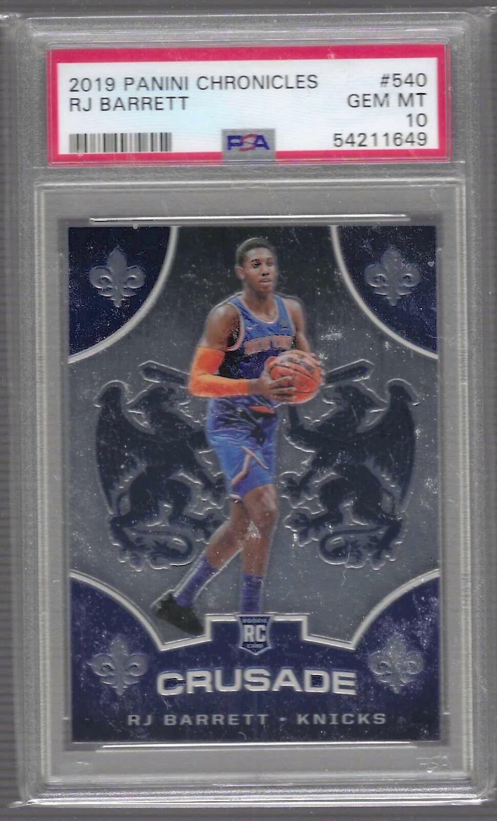 RJ BARRETT 2019 PANINI CHRONICLES CRUSADE RC PSA 10 GEM MINT