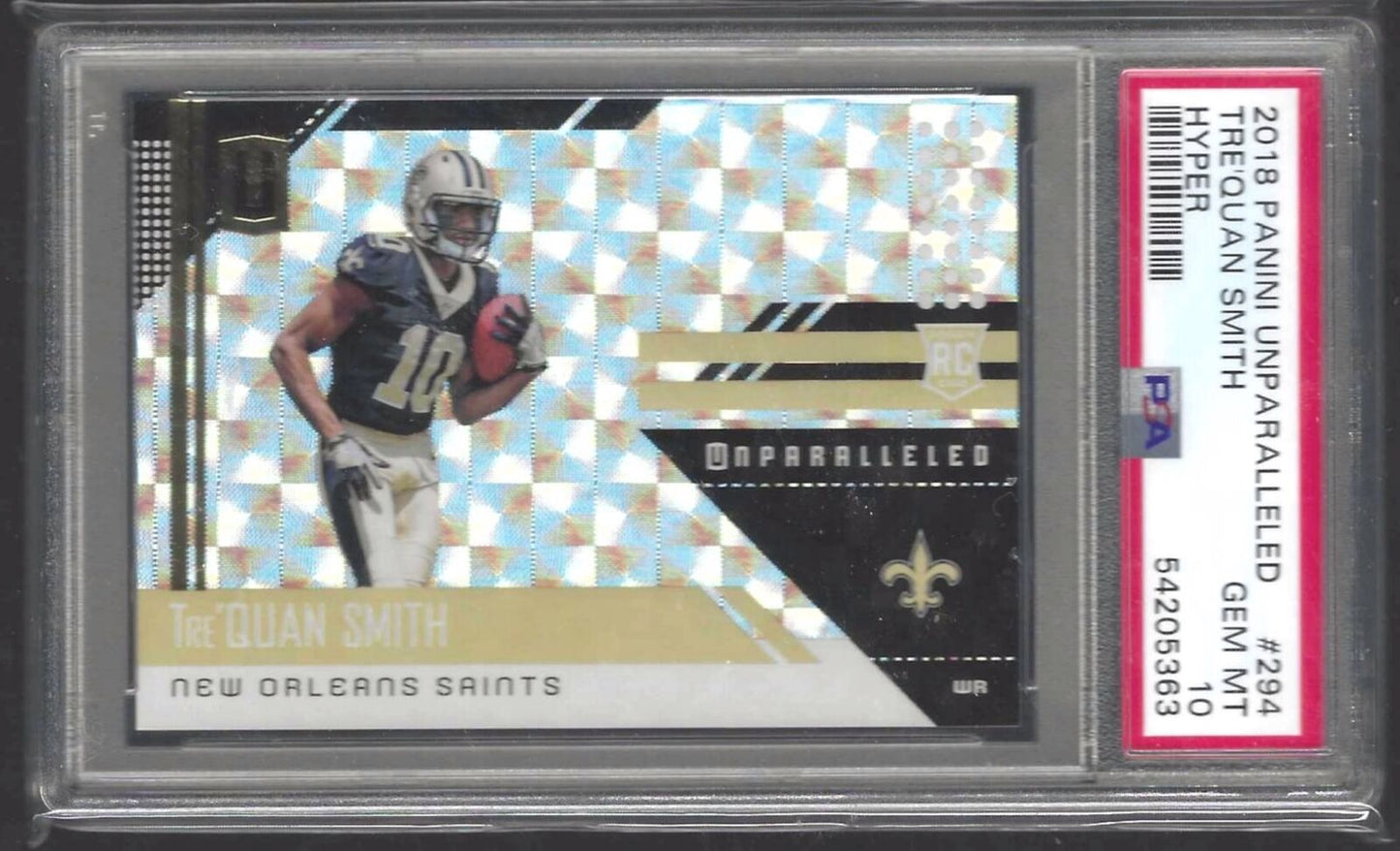 TRE'QUAN SMITH 2018 PANINI UNPARALLELED HYPER ROOKIE RC /25 PSA 10 GEM POP 1/1