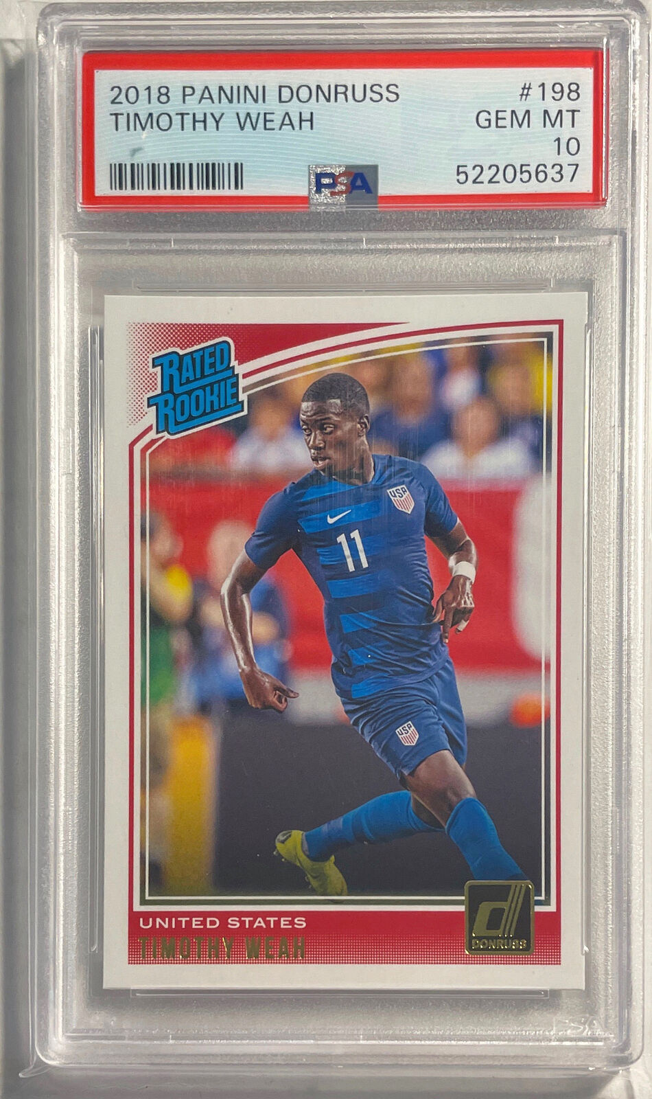 TIMOTHY WEAH 2018 PANINI DONRUSS RATED ROOKIE RC #198 PSA 10 GEM MINT POP 122