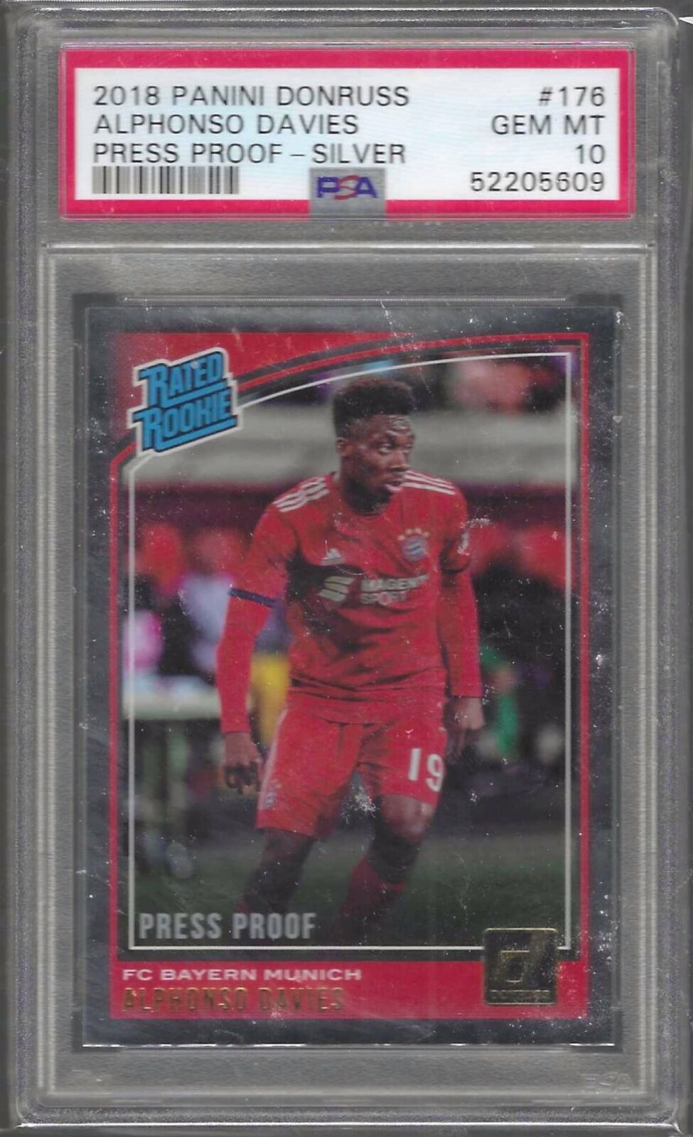 ALPHONSO DAVIES 2018-19 PANINI DONRUSS SILVER PRESS PROOF RC PSA 10 GEM MINT