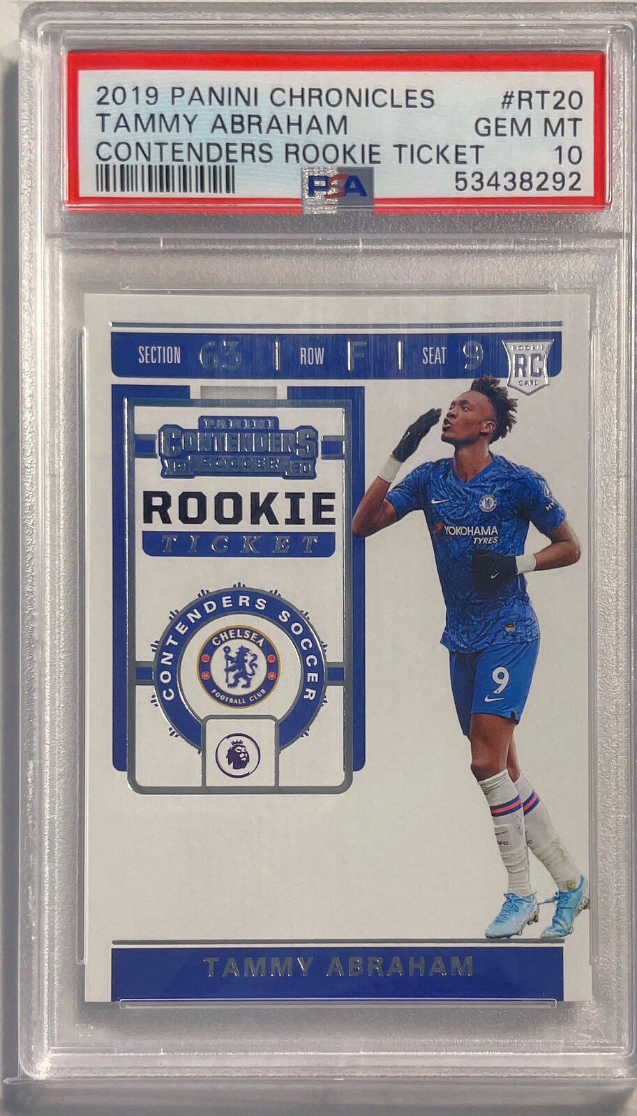 TAMMY ABRAHAM 2019 PANINI CHRONICLES CONTENDERS TICKET RC #20 PSA 10 GEM POP 73