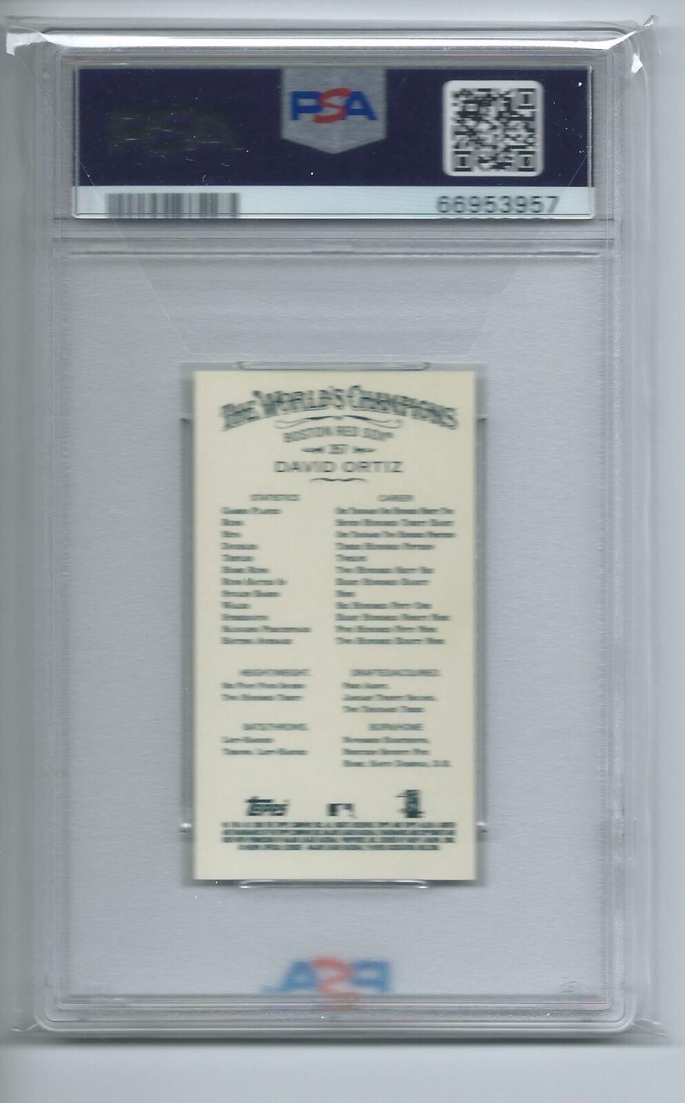DAVID ORTIZ 2008 ALLEN & GINTER MINI RIP CARD SSP EXTENDED #357 PSA 10 GEM POP 3