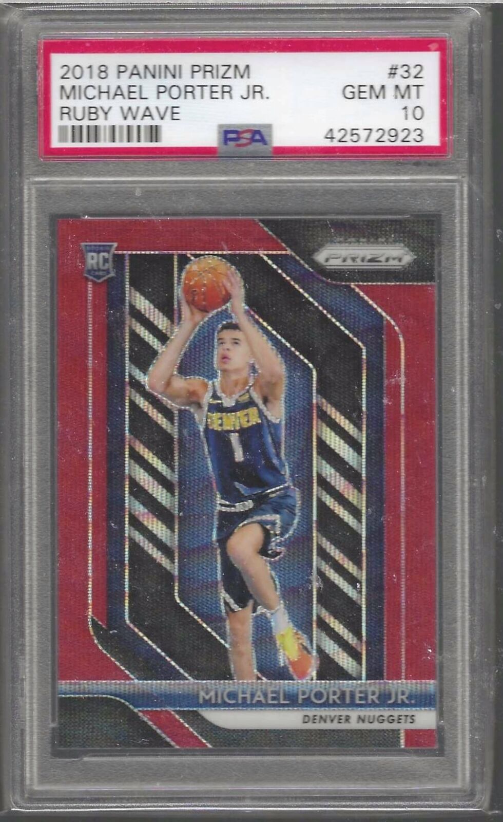MICHAEL PORTER JR 2018 PANINI PRIZM RUBY WAVE PRIZM RC PSA 10 GEM MINT