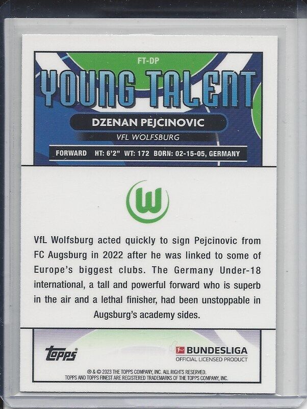DZENAN PEJCINOVIC 2022-23 TOPPS FINEST YOUNG TALENT SSP ROOKIE REFRACTOR RC