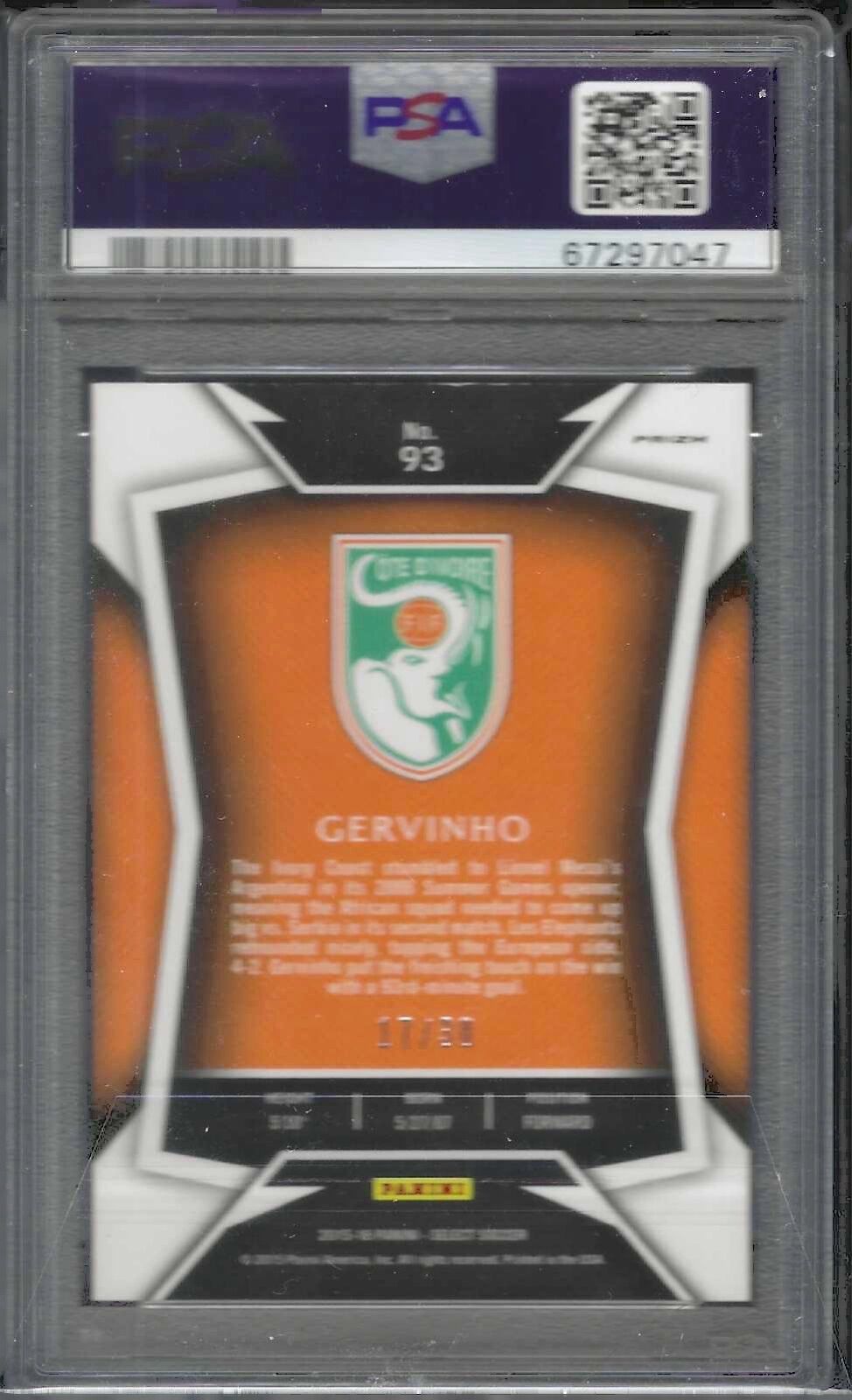 GERVINHO 2015 PANINI SELECT WHITE JERSEY TIE DYE /30 PSA 10 GEM MINT POP 1/1