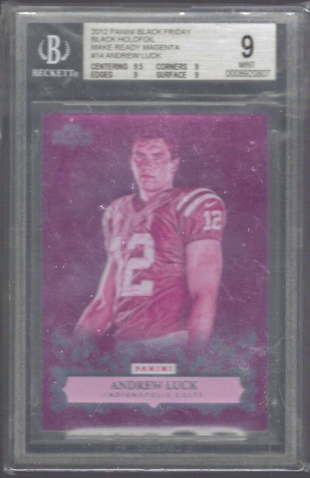 ANDREW LUCK 2012 BLACK FRIDAY HOLO FOIL MAKE READY MAGENTA RC BGS 9 POP 1/1