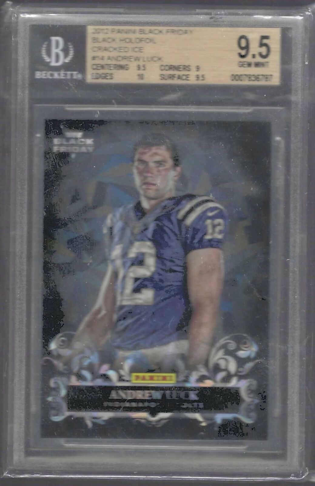 ANDREW LUCK 2012 BLACK FRIDAY BLACK HOLO FOIL CRACKED ICE RC BGS 9.5 GEM POP 1/1