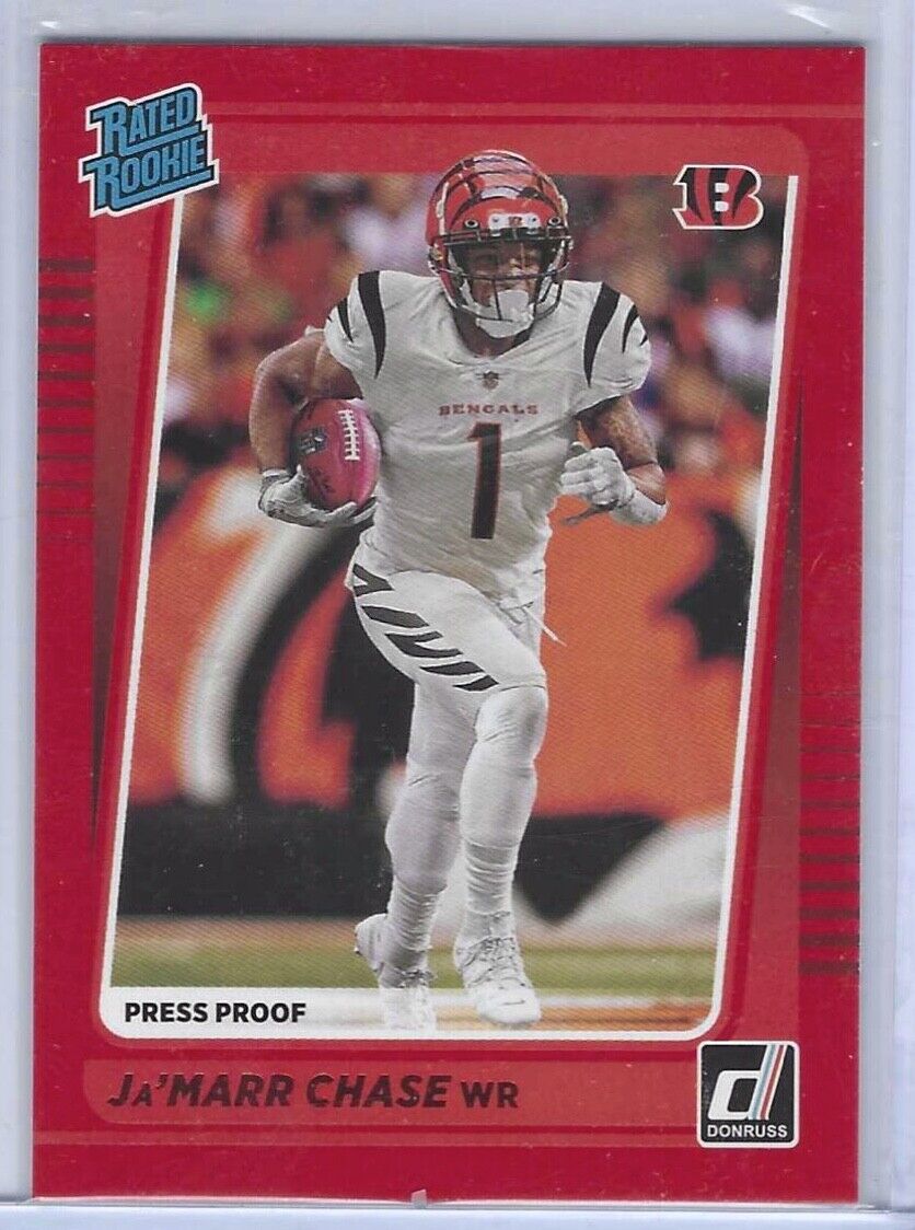 JA'MARR CHASE 2021 DONRUSS RED PRESS PROOF RATED ROOKIE RC #262