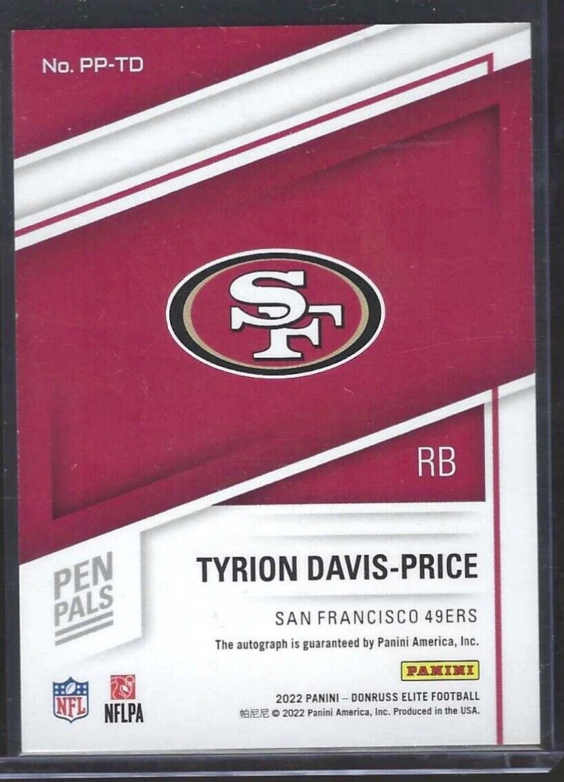 TYRION DAVIS-PRICE 2022 PANINI DONRUSS ELITE PEN PALS GOLD INK AUTO RC #PP-TD
