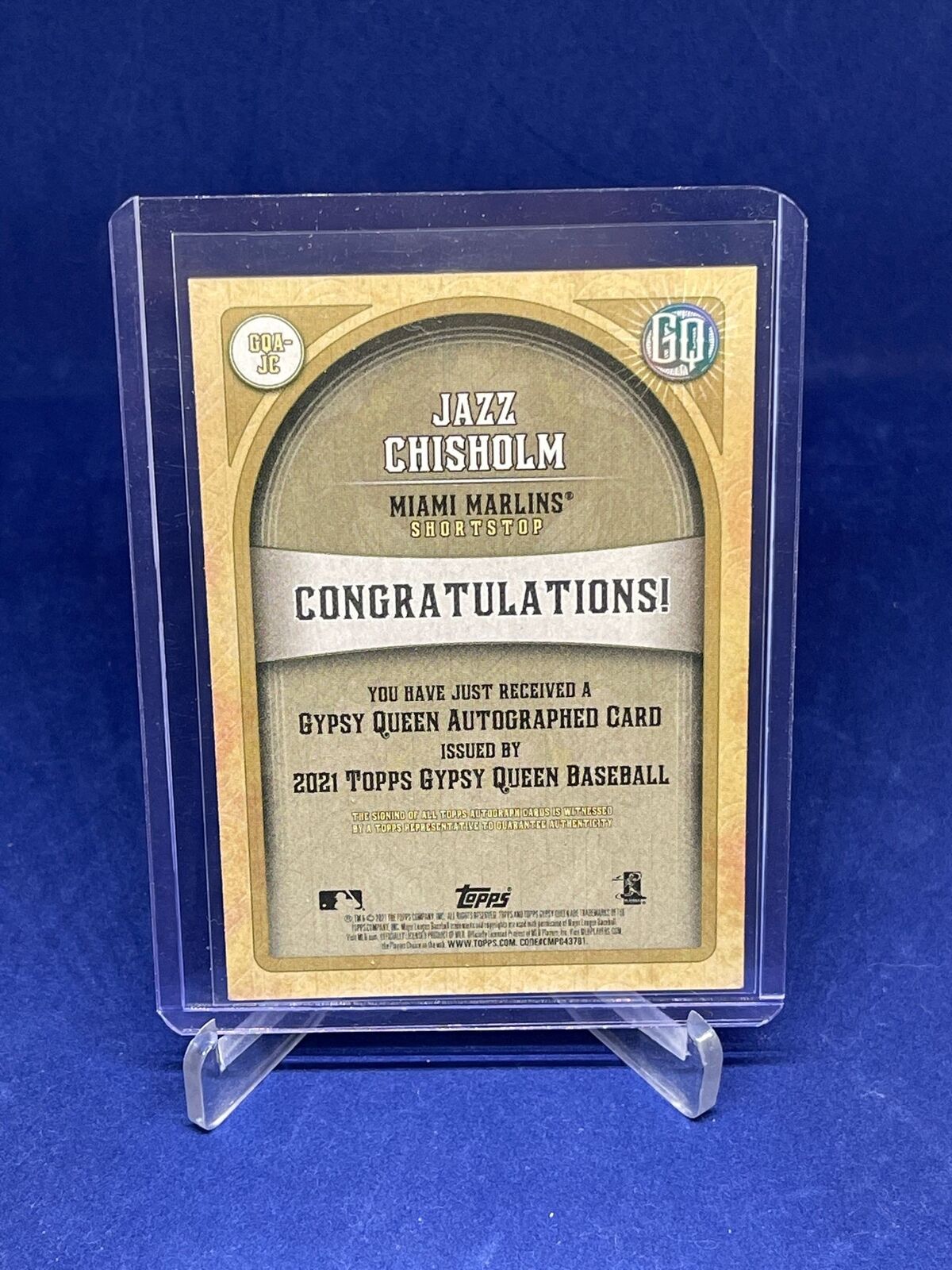 JAZZ CHISHOLM 2021 TOPPS GYPSY QUEEN ON CARD ROOKIE AUTO RC