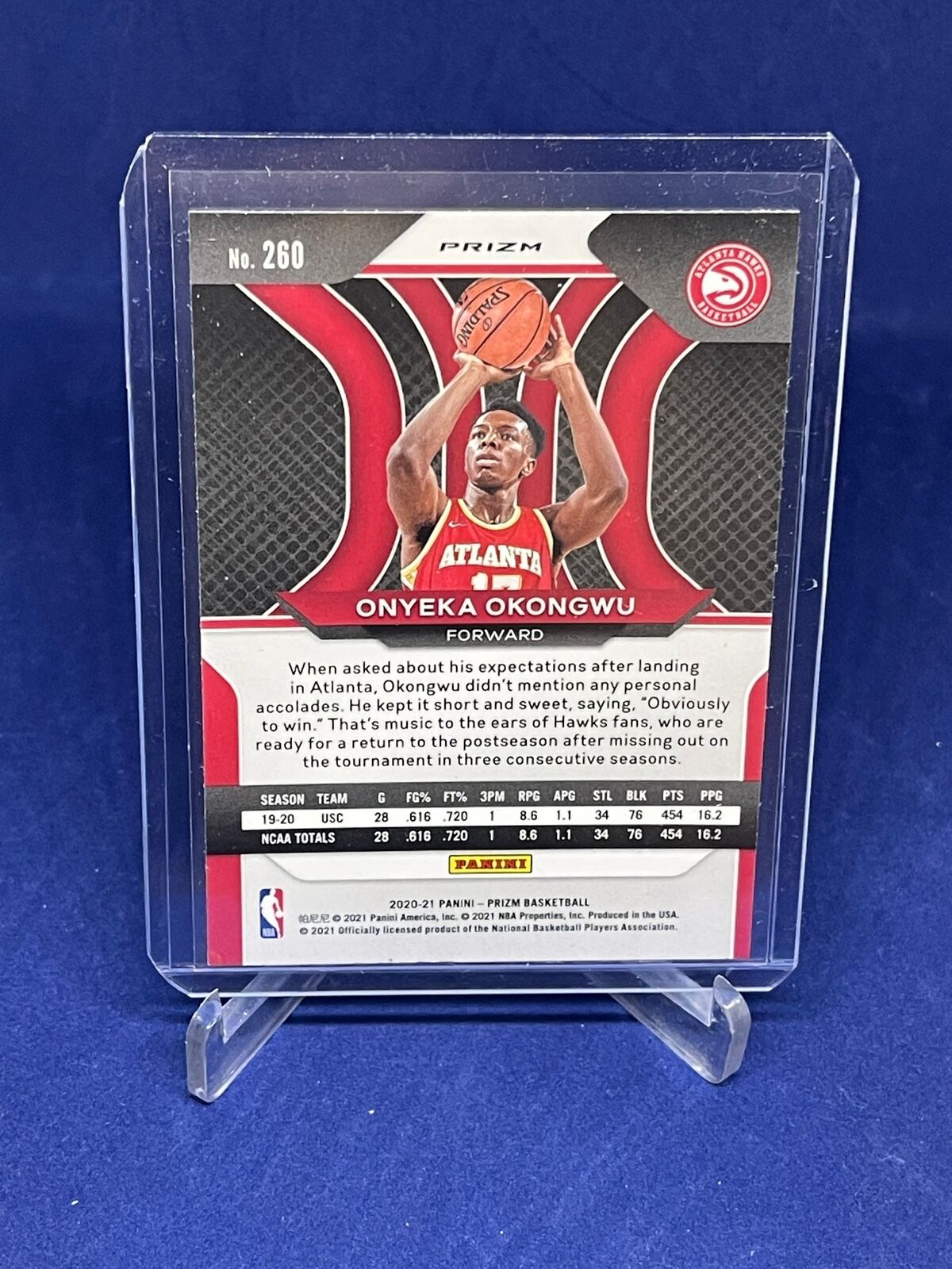ONYEKA OKONGWU 2020-21 PANINI PRIZM RUBY WAVE PRIZM ROOKIE RC #260