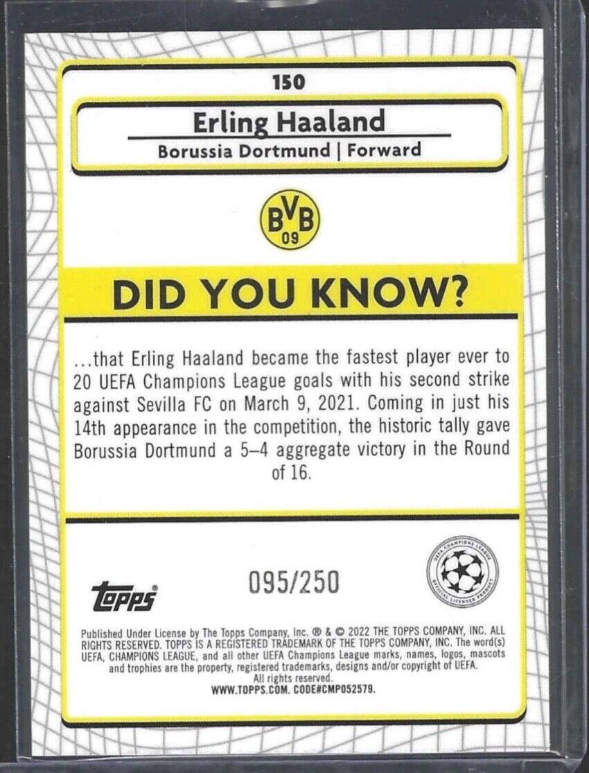 ERLING HAALAND 2021-22 TOPPS MERLIN ATOMIC REFRACTOR #D 095/250