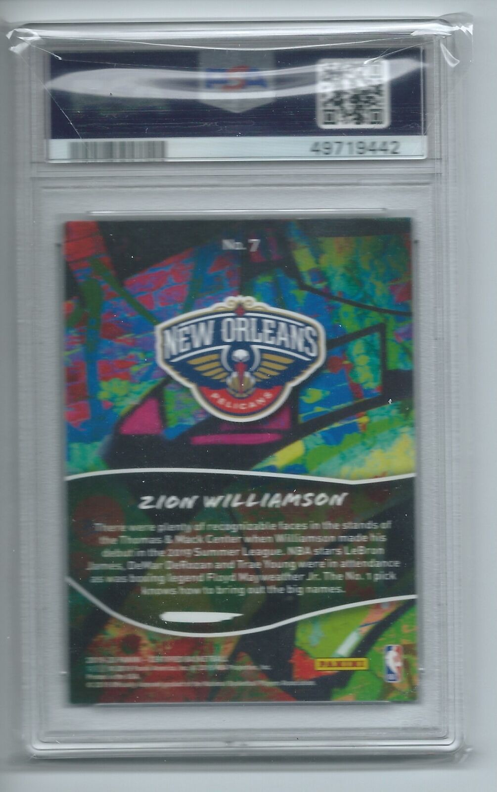 ZION WILLIAMSON 2019-20 PANINI CERTIFIED GRAFFITI 2019 RC #7 PSA 8 MINT