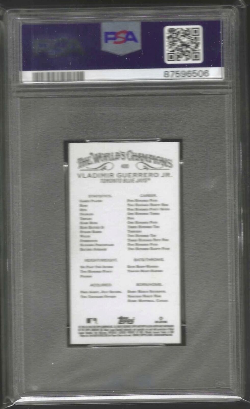 VLADIMIR GUERRERO JR 2023 ALLEN & GINTER MINI RIP CARD SP #400 PSA 10 GEM POP 2