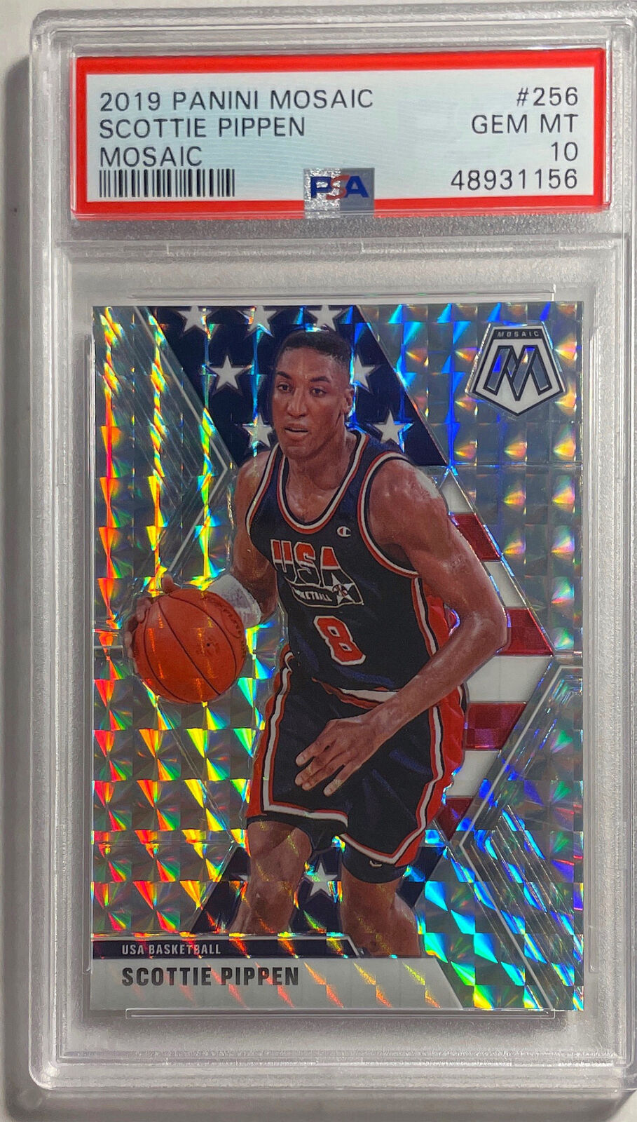 SCOTTIE PIPPEN 2019 PANINI MOSAIC USA SILVER PRIZM #256 PSA 10 GEM MINT POP 7