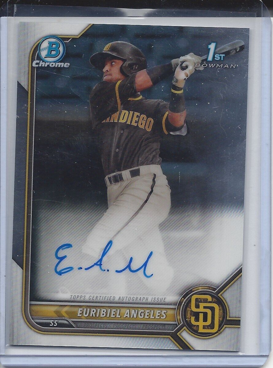 EURIBIEL ANGELES 2022 BOWMAN CHROME 1ST ON CARD PADRES PROSPECT AUTO