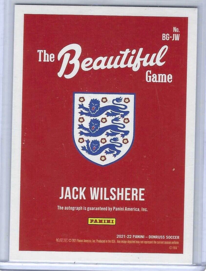 1/1 JACK WILSHERE 2021-22 DONRUSS THE BEAUTIFUL GAME BLUE AUTO #D 07/99 JSY# #7!